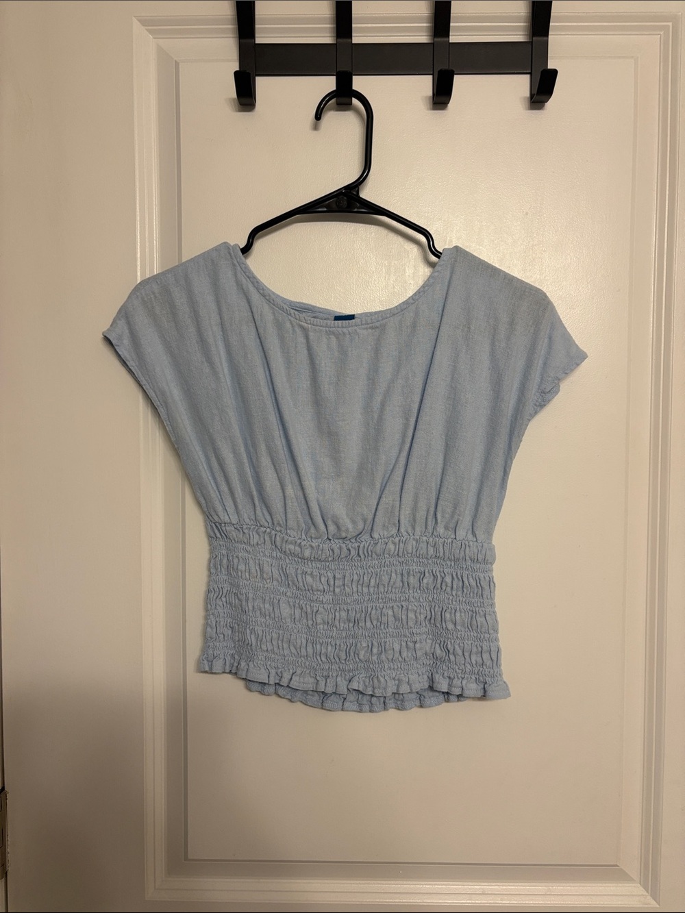 Old Navy Light Blue Smocked-Waist Top